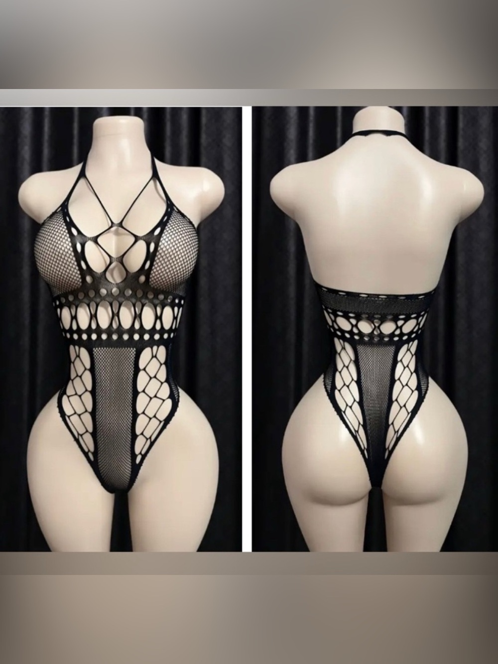 NEW Sexy Black Fishnet Lingerie Cut Out Bodysuit